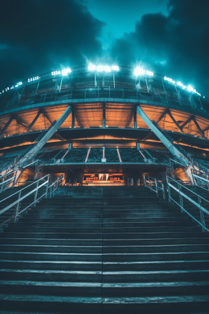 Generative AI KHARKIV, UKRAINE - MARCH 15, 2021: OSK Metallist stadium before match of PFL Metallistの素材