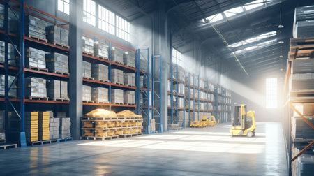 Generative AI Interior of a modern warehouseの素材