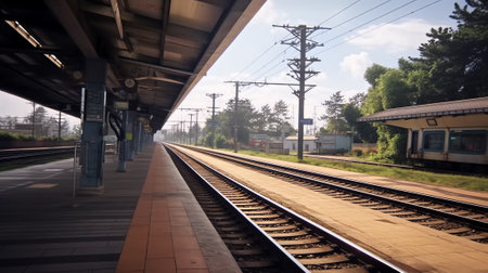 Generative AI Empty Train Station In The Suburbs Of Kyiv, Ukraineの素材