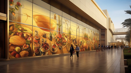 Generative AI shopping center wallの素材