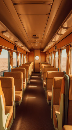 Generative AI Inside of a last century old train passenger carriageの素材