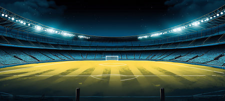 Generative AI Night Cricket stadium illustration vector. Football night stadium background vector.の素材