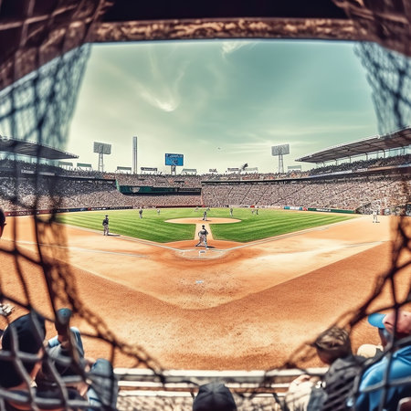Generative AI Professional baseball grand arena in the sunlightの素材