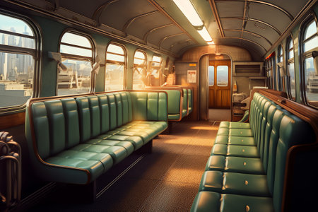 Generative AI Vintage Train Salon Insideの素材