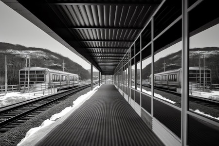 Generative AI Unmanned railway station in Japanの素材