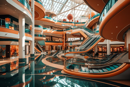 Generative AI interior of a shopping mallの素材