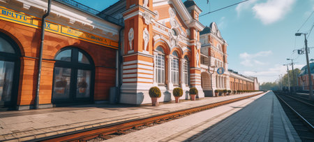 Generative AI Empty old railway station. Saint Petersburg. Russia.の素材