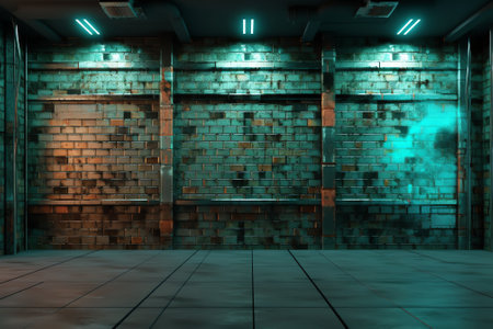 Generative AI street wall background ,Industrial background, empty grunge urban street with warehousの素材