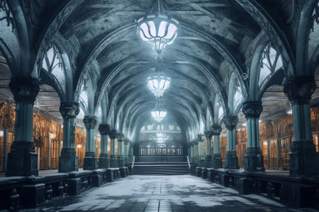 Generative AI Saint Petersburg, Russia - November 1, 2020, Vitebsk railway station, vintage interiorの素材