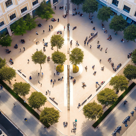 Generative AI Leisure squares and parks in the city.の素材