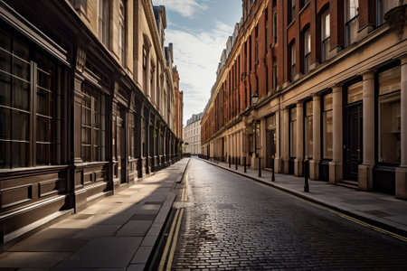 Generative AI LONDON, UK - 22 MAY 2018: Empty London; Regent Street. In the heart of London's busy sの素材