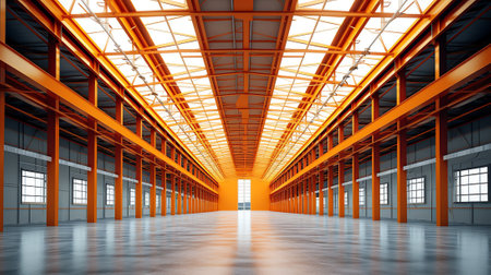 Generative AI empty Hangar delivery warehouse 3d render imageの素材
