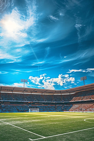 Generative AI CAPE TOWN - MAY 6: Empty seats of the Green Point Soccer Stadium in Cape Town, South Aの素材