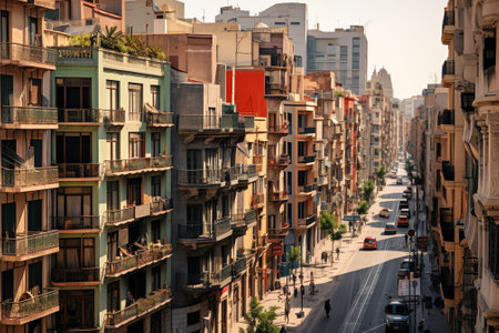 Generative AI Empty Downtown of Barcelona, Spain During Lockdownの素材