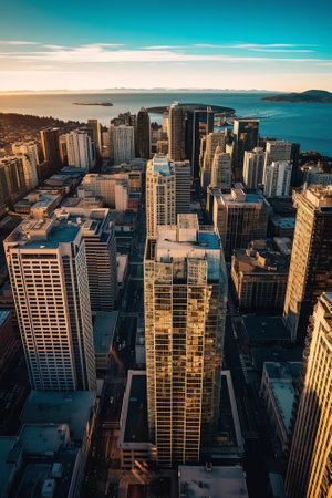 Generative AI Skyscrapers Cityscape Downtown, San Francisco Skyline Buildings. Beautiful Real Estateの素材