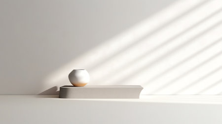 Generative AI Aesthetic geometric sunlight shadows on a white textured wall and beige wooden floor,の素材