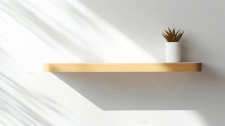 Generative AI Empty space on shelf grey white backgroundの素材