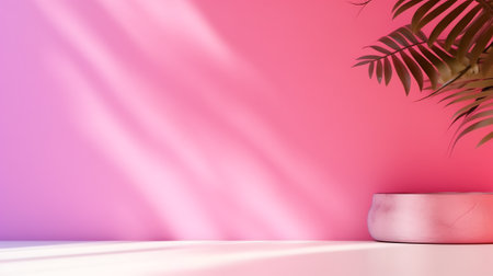 Generative AI Abstract pink color gradient studio background for product presentation. Empty room wiの素材
