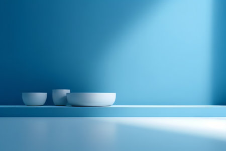 Generative AI Blue empty room studio gradient used for background and display your productの素材
