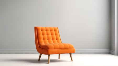 Generative AI Orange color chair in empty roomの素材