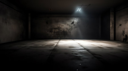 Generative AI Big Rough Concrete Grunge Asphalt Cement Dark Glowing Lights Underground Studio Hallwaの素材