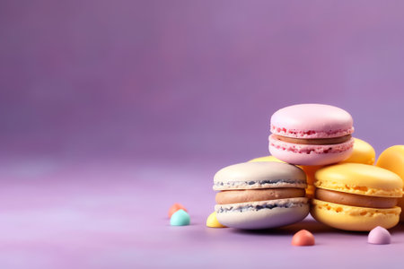 Generative AI Two boxes with four french macarons stacked on top of each other in a box, empty spaceの素材