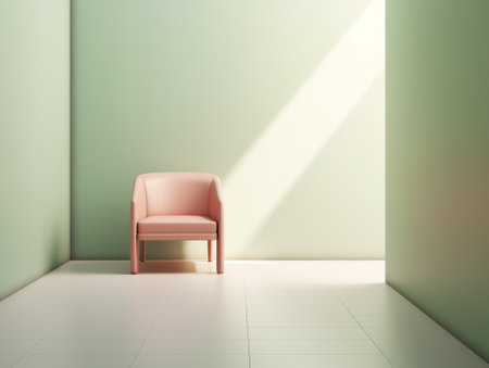 Generative AI Chairs in modern design arranged in front of the gradient grey wall for interior or grの素材