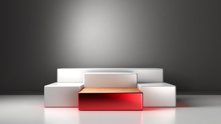 Generative AI Realistic empty sports white and red grandstand vector illustration. Stadium seat specの素材