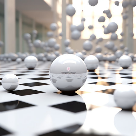 Generative AI Floating spheres 3d rendering empty space for product showの素材
