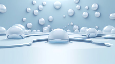 Generative AI Floating spheres 3d rendering empty space for product showの素材