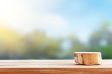 Generative AI close-up look at wooden with morning brightの素材