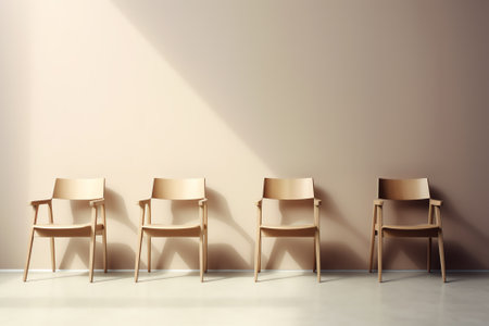 Generative AI Waiting room,chairs against a gray wallの素材