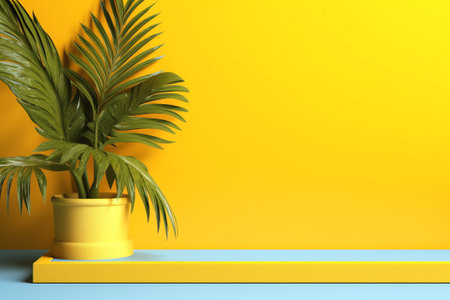 Generative AI Empty yellow color texture pattern cement wall studio background. Used for presentatioの素材