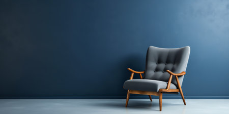 Generative AI The interior has a armchair on empty dark wall background,3D renderingの素材