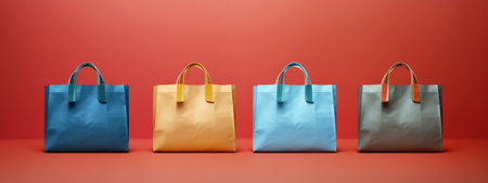 Generative AI illustration of different shopping bag on sale backgroundの素材