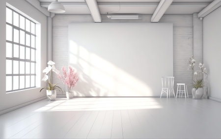 Generative AI White studio with lightsの素材