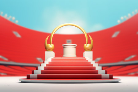 Generative AI 3D illustration/3D rendering of a sport stadium background made without existing referの素材