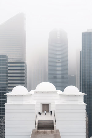 Generative AI view of city square in Hong Kong,China.の素材