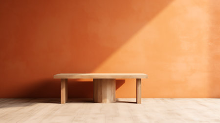 Generative AI Empty orange room with deep artistic shadow. Minimalistic space conceptの素材