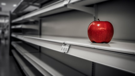 Generative AI Oklahoma, FEB 25 2022 - Close up shot of an empty shelf after panic buyingの素材