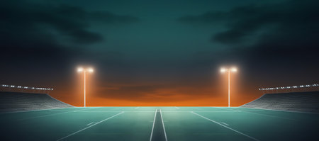 Generative AI 3d render emptry stadium evening without peopleの素材