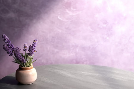 Generative AI Purple Background Podium Studio Scene Table Product,Texture Counter Shadow Leaf on Walの素材