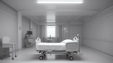 Generative AI NAKHONRATCHASIMA, THAILAND - November 15, 2014: Hospital room with beds and comfortablの素材