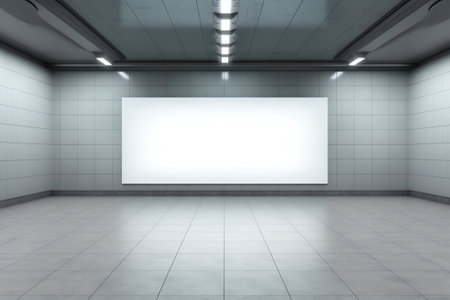 Generative AI Empty billboard in Paris subway station with empty chairsの素材