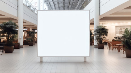 Generative AI Mock up large blank yellow screen vertical billboard with clipping path at glass on frの素材