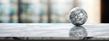 Generative AI White stone marble table top and blurred abstract background from interior building baの素材