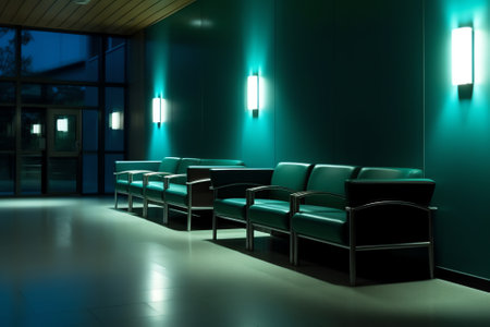 Generative AI Hospital waiting room with empty chairs.の素材