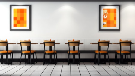 Generative AI chair and table in canteenの素材