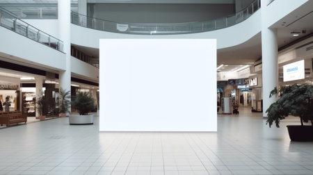 Generative AI empty billboard in modern shopping mall interior.の素材