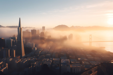 Generative AI Skyscrapers Cityscape Downtown, San Francisco Skyline Buildings. Beautiful Real Estateの素材